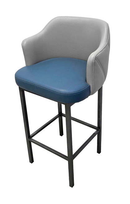 3007 Two-Tone Designer Back Bar Stool - High Performance Upholstery - Metal Base