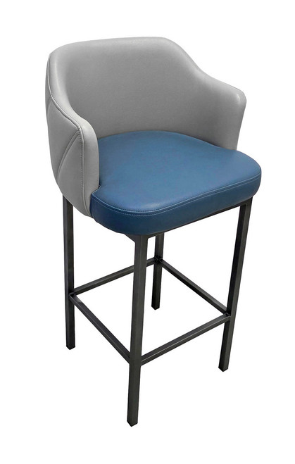 3007 Two-Tone Designer Back Bar Stool - High Performance Upholstery - Metal Base