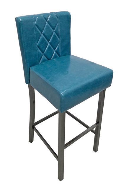 782 Bar Stool - Modern Tufted Premium Upholstery - Gunmetal Base