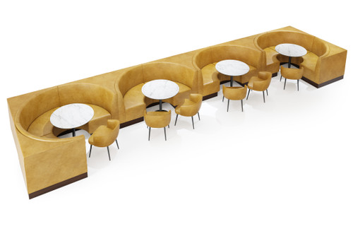 Half Circle Style-S Kelton Saddle Booths - Yamuna Quartzite Tables - Luxurious Restaurant Chairs (Seats 16)