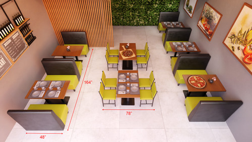 Weston Cafe Package - Modern Two-Tone Restaurant Booth with Sloped Base - Restaurant Tables and Chairs (Seats 28)