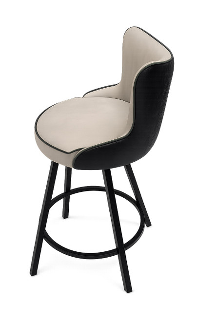 Designer Exclusive Curvy Bar Stool - Premium Upholstery - Extra Wide Seat - Swivel Metal Base