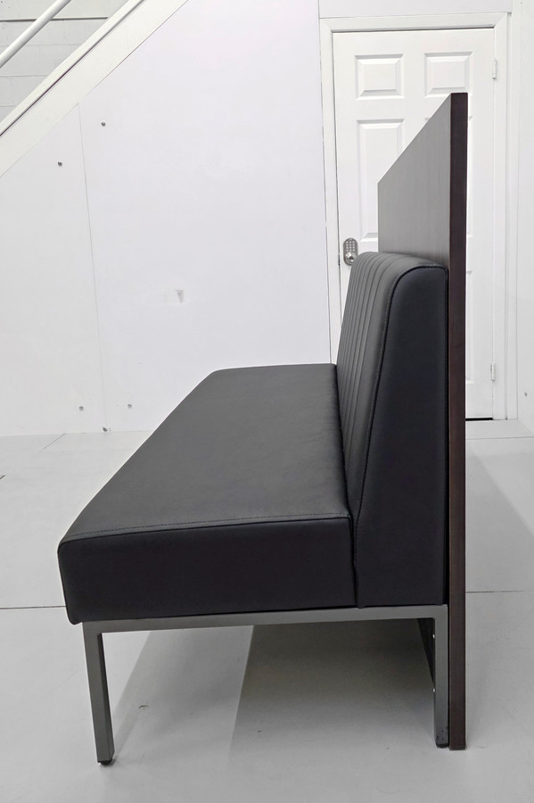 Channeled Booth Back Luxury Vertical Channel-Back Booth - Gunmetal Frame - ModernLineFurniture®