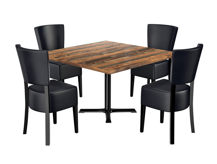 Restaurant Set of 36 Square Table On Stainless Steel 4-Prong - Heavy Duty  Base with Four Restaurant Chairs