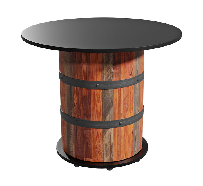 Modern Barrel Bar Table - Antique Bourbon Pine Finish - Bronze