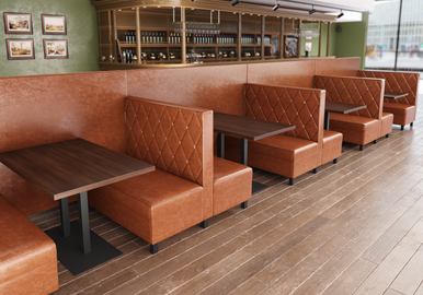 Legacy Restaurant U-Shape Booth Package - [12] Legacy Restaurant  Channel-Tufted Booths with [4] Walnut Tables (SEATS 24) -  ModernLineFurniture®