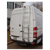 Prime Design Roof Ladder AAL-8003 on Mercedes Sprinter, bright aluminum, cargo van safety equipment installed.