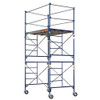 MetalTech M-MRT5710 scaffold tower with casters, Guard Rails, 2,500 lb capacity, blue color, complete set.