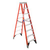 Werner 7408 8 Ft Fiberglass Werner Stepladder, Type IAA 375 lb Capacity, orange and gray color.