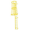Cotterman F16SC Fixed Steel Wall Ladder with Safety Cage, 2 Sections, 15 Ft 3 In yellow.