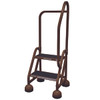 Cotterman ST-203 A2 XX P5 steel office ladder, 2-step, 18" platform height, brown finish.