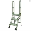 Cotterman SAS3A6 steel 3-step lightweight folding ladder with perforated tread and rolling wheels.