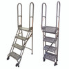 Cotterman SAS4A6 | Steel 4-Step Stock-N-Store Rolling Folding Ladder | 40 In. Top Step Height |  70 In. Overall Height | A6 Perforated Tread