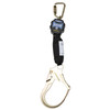 Werner Fall Protection Bantam safety lanyard with twinleg carabiner adapter, R431006-SR, black and silver.