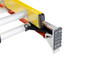Werner T6200-2GS Series GLIDESAFE fiberglass extension ladder with 300 lb rating ladder, yellow and silver.