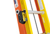 Werner T6200-2GS Series GLIDESAFE easy operating extension ladder, fiberglass, yellow and orange.