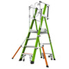 Little Giant compact platform ladder, 6' fiberglass platform ladder with wheels and adjustable outriggers.