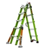 Little Giant Conquest All-Terrain heavy-duty ladder, fiberglass, green, with adjustable outriggers and carry handle.