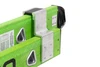 Werner AERO Box Rail Fiberglass Extension Ladder, green, with silver metal fittings and black handle.