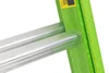 Werner AERO Box Rail fiberglass extension ladder, Type IAA, green, Lightweight, silver rails, Werner brand.