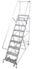 Cotterman Series 1700 Rolling Ladder / 30" Tread Width / 50 Degree Climb Angle / 10" Top Step / A1 Tread