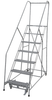 Cotterman Series 1700 heavy-duty ladder, 30" tread width, A3 tread, 50 degree climb angle.