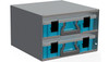 Adrian CHPPC2S 2-Case Holder with Cases, gray storage holder with blue inserts and gray handles.