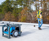 Tie Down Engineering BigFoot Non-Penetrating Mobile Fall Protection System for Construction Fall Prevention, blue and gray.