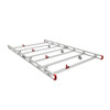 Weather Guard Aluminum Safari Van Racks for van cargo accessories, silver color, red accents.