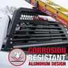 Weather Guard Model 11904-52-01 black aluminum headache rack with louvered design, corrosion resistant.
