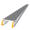 MetalTech M-SPA21220 Two-Person Aluminum Stage 12" X 20' Portable Scaffolding in silver with yellow ends.