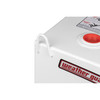 Weather Guard Model 362-3-02 L-Shape 110 gal Steel Transfer Tank, white with red accents.
