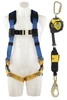 Werner Fall Protection blue and yellow Workplace Harness kit with mobile elevated work platform.