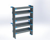 Adrian AS-2T1442SPHA 5-Shelf Unit, gray with blue accents, cargo organization solution for Sprinter High Roof.