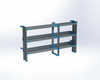 Adrian AS-2T1478FTLA 3-Shelf metal storage unit, 14x78, gray with blue accents, Adrian brand.