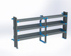 Adrian AS-2T1490GMA 3-Shelf mobile storage unit, 14x90, gray with blue accents, Adrian brand.