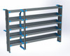Adrian AS-2T1496SPHA 5-Shelf Sprinter storage unit, 14x96, gray with blue accents, passenger side.