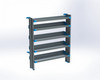 Adrian AS-2T1654FTHA 5-Shelf tank rack unit, 16x54, Transit High Roof, gray with blue accents.