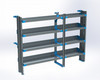 Adrian AS-2T1678PMLA 4-Shelf Unit, cargo shelves, ProMaster Low Roof, 16x78, gray with blue accents.