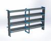 Adrian AS-2T1696FTMA 4-Shelf Unit, storage solution, 16 x 96, Transit Mid Roof, gray with blue accents.