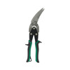 Malco Tool AV73 Long Cut AVs Metal Cutting Snip with green grip cutter, right offset.