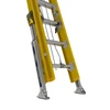 Werner D7100-2L Fiberglass Heavy-Duty Werner Ladder with LevelSafe Pro levelers, yellow and silver.