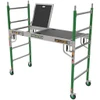 MetalTech I-CFISC portable scaffolding with 6' fiberglass baker scaffold and trap door, green and silver.