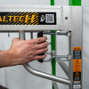 MetalTech I-CFISC fiberglass baker scaffold with trap door, stable platform, 6' long, silver color.