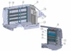 Adrian HVAC-FTMR130B commercial vehicle HVAC package, Transit Mid Roof 130WB, grey color, detailed parts view.