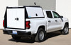 Adrian TFKFDT196KM23W Barn Door Truck Cap on Ford F-150 8' Bed with mechanical locks.