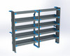 Adrian AS-2T1484SPHA 5-Shelf cargo rack unit, 14x84, Sprinter High Roof, gray with blue accents.