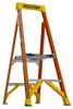 Werner RS1AXX READY STEP Series fiberglass single sided step ladder, Type 1A, orange and yellow color.