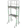 MetalTech I-TCFISC 12′ Fiberglass Baker scaffold tower set with green accents and metal frame.