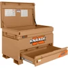 Knaack Model 4830-D-KL portable tool storage box with lock, dual level, brown color, Knaack branding.